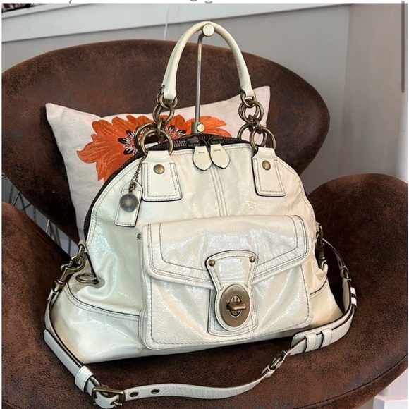 COACH LEGACY LEATHER DOME SATCHEL CROSSBODY BAG TURNLOCK STRAP HANGTAG 12295 EUC - Picture 1 of 16